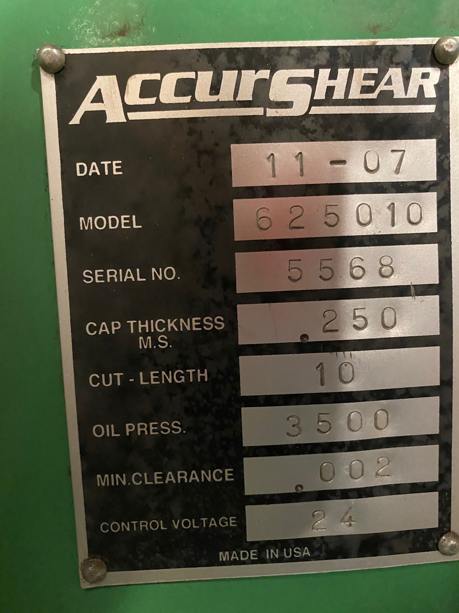 ACCURSHEAR 625010 Power Squaring Shears (Inch) | THREE RIVERS MACHINERY